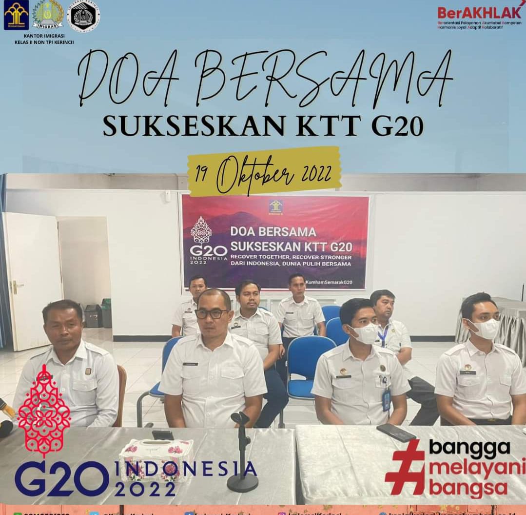 Sukseskan KTT G 20, Kantor Imigrasi Kelas II Non TPI Kerinci Gelar Do'a Bersama