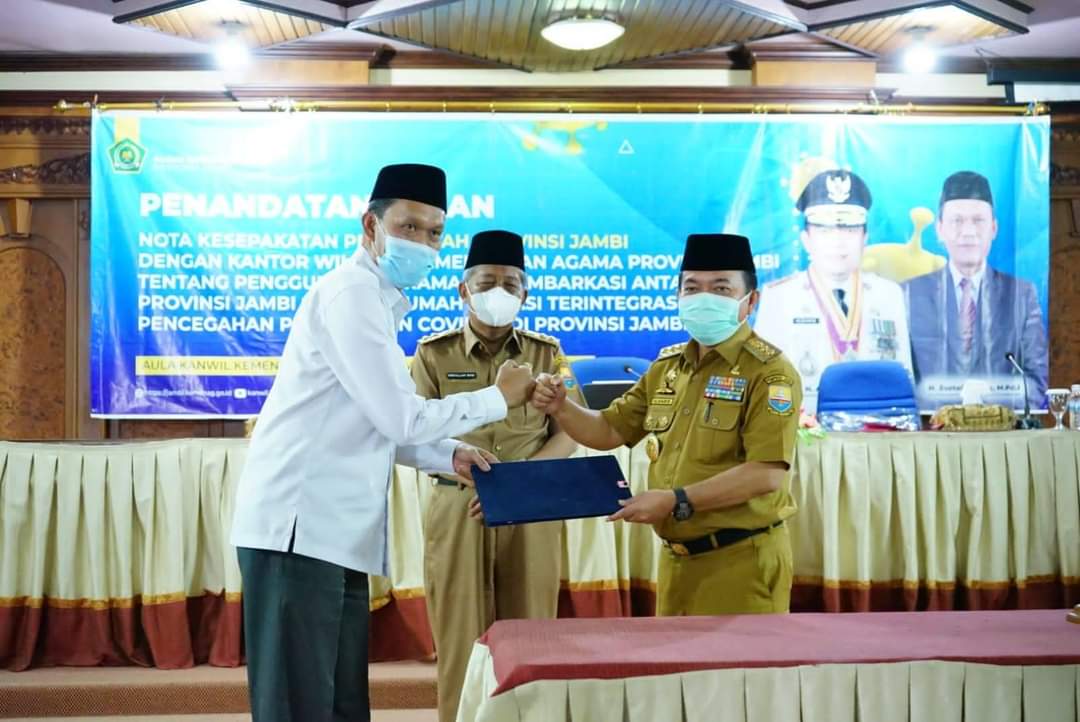 Gubernur Jambi dan Kemenag Tandatangani Nota Kesepahaman Pemanfaatan Asrama Haji sebagai Lokasi Isolasi