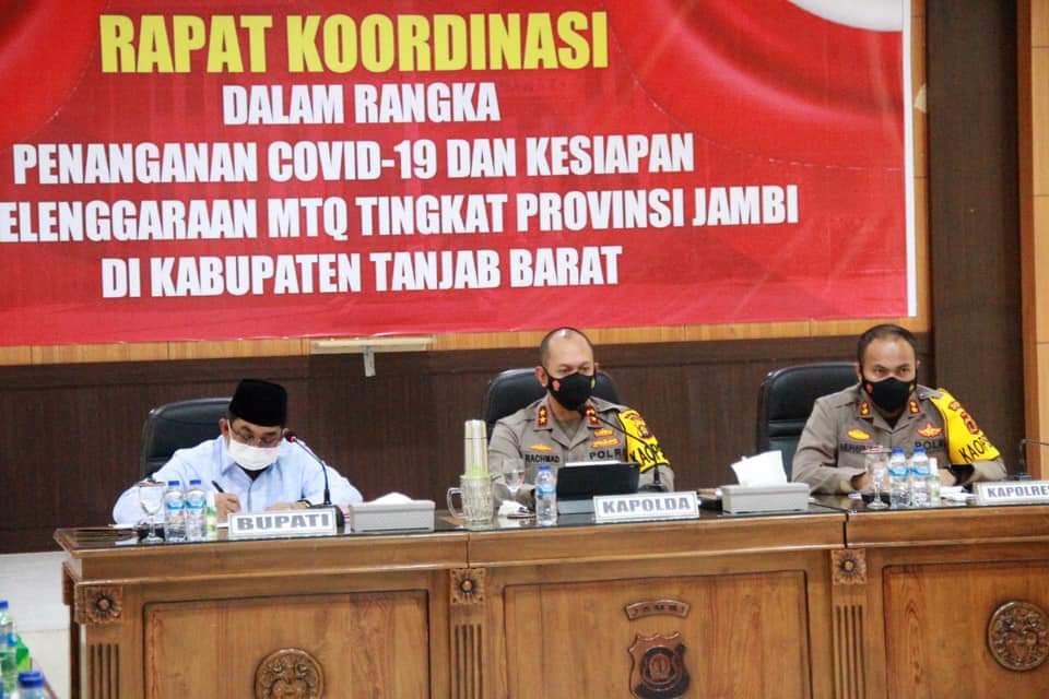 Bupati Tanjab Barat Ikuti Rapat Koordinasi Penanganan Covid-19 Dan Kesiapan Penyelengaraan MTQ ke-50 Tingkat Provinsi