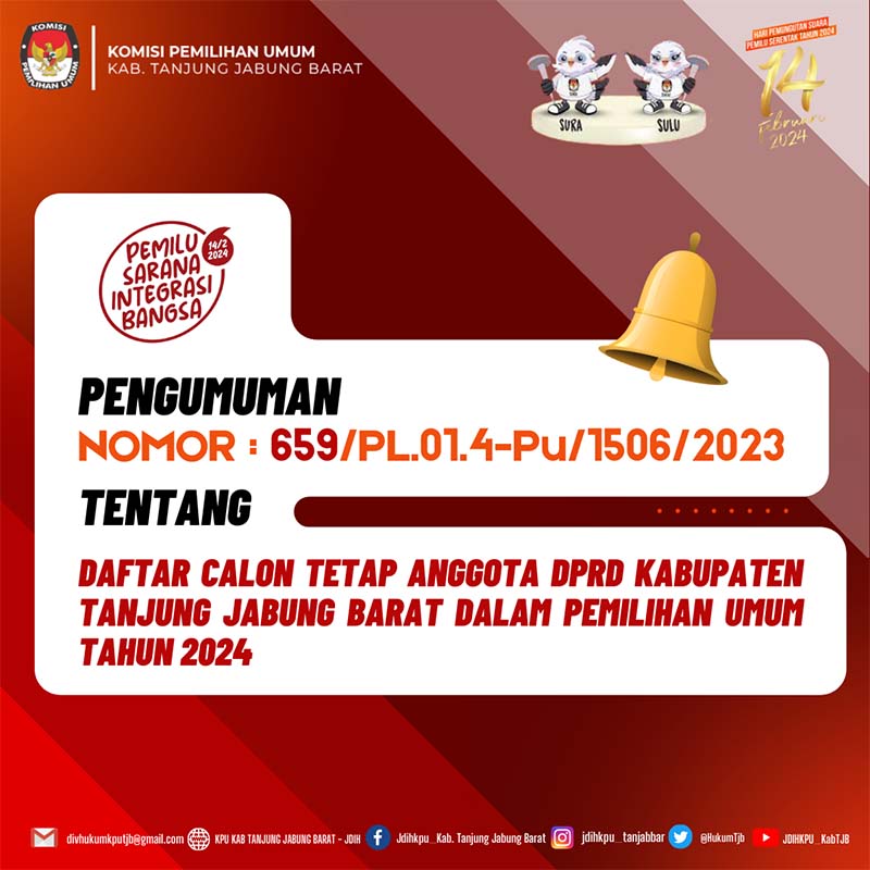 KPU Tanjab Barat Umumkan Daftar Calon Tetap Pada Pemilu 2024