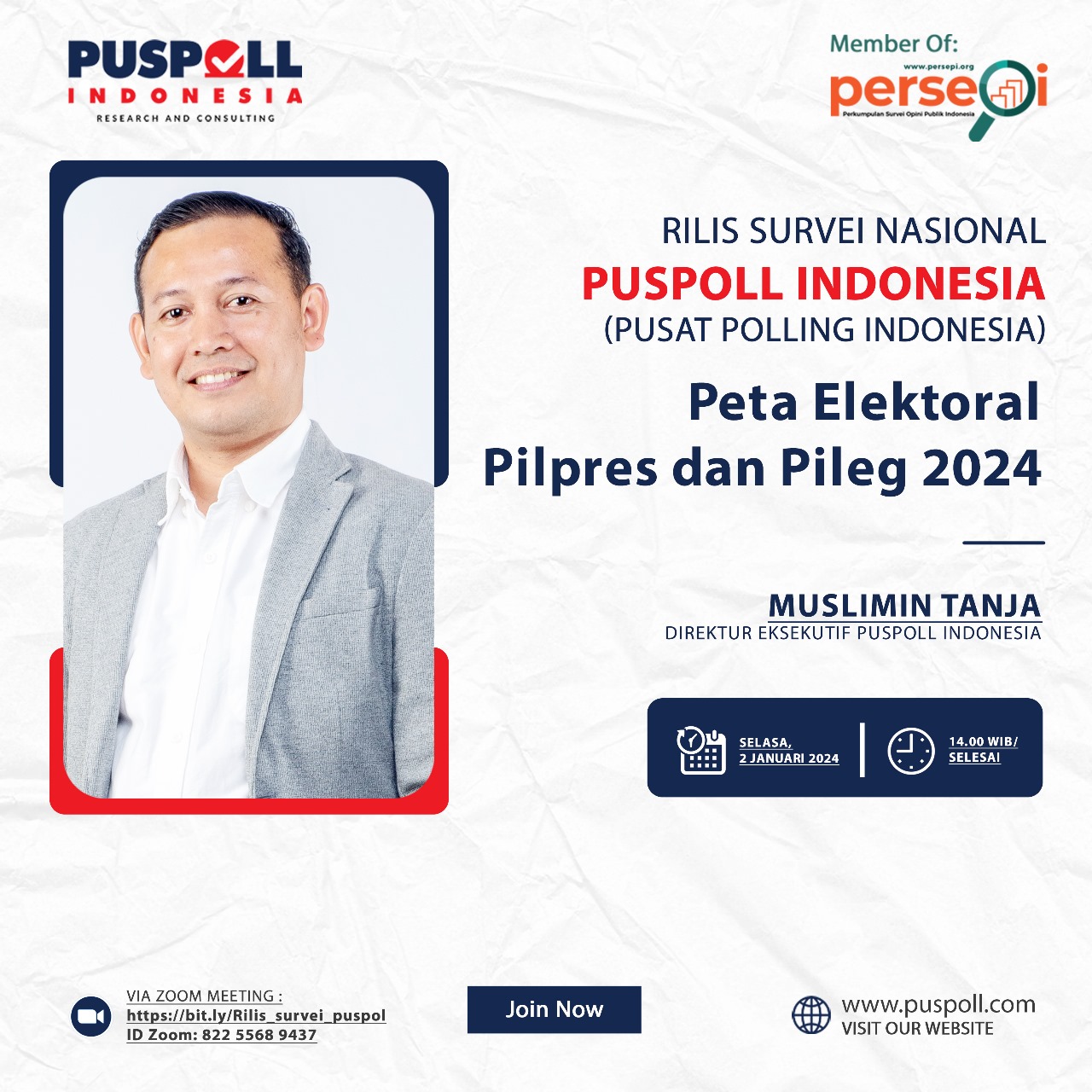 Survei Nasional PUSPOLL Indonesia Jakarta, 02 Januari 2024