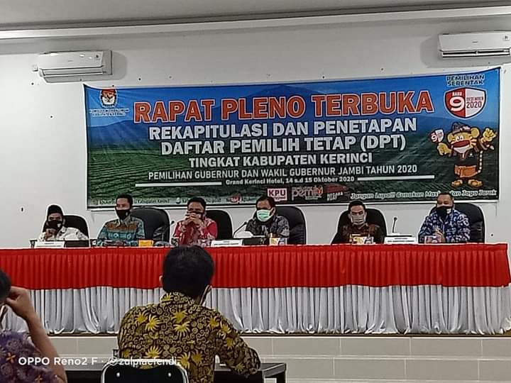 KPU Kerinci Laksanakan Pleno Rekapitulasi dan Penetapan DPT Pilgub Jambi 