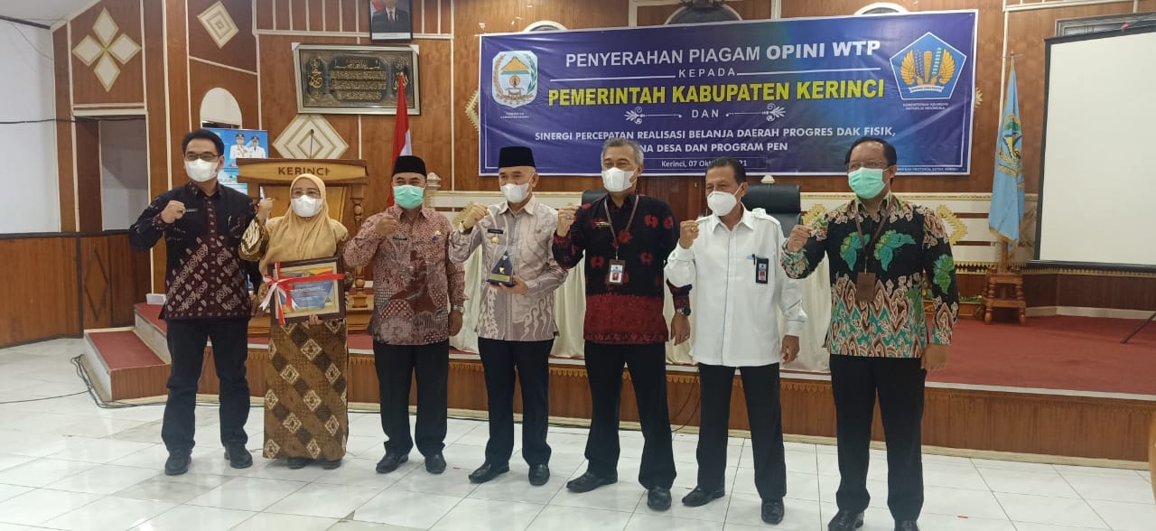 Lagi, Bupati Kerinci Terima Piagam WTP dari Kemenkeu RI