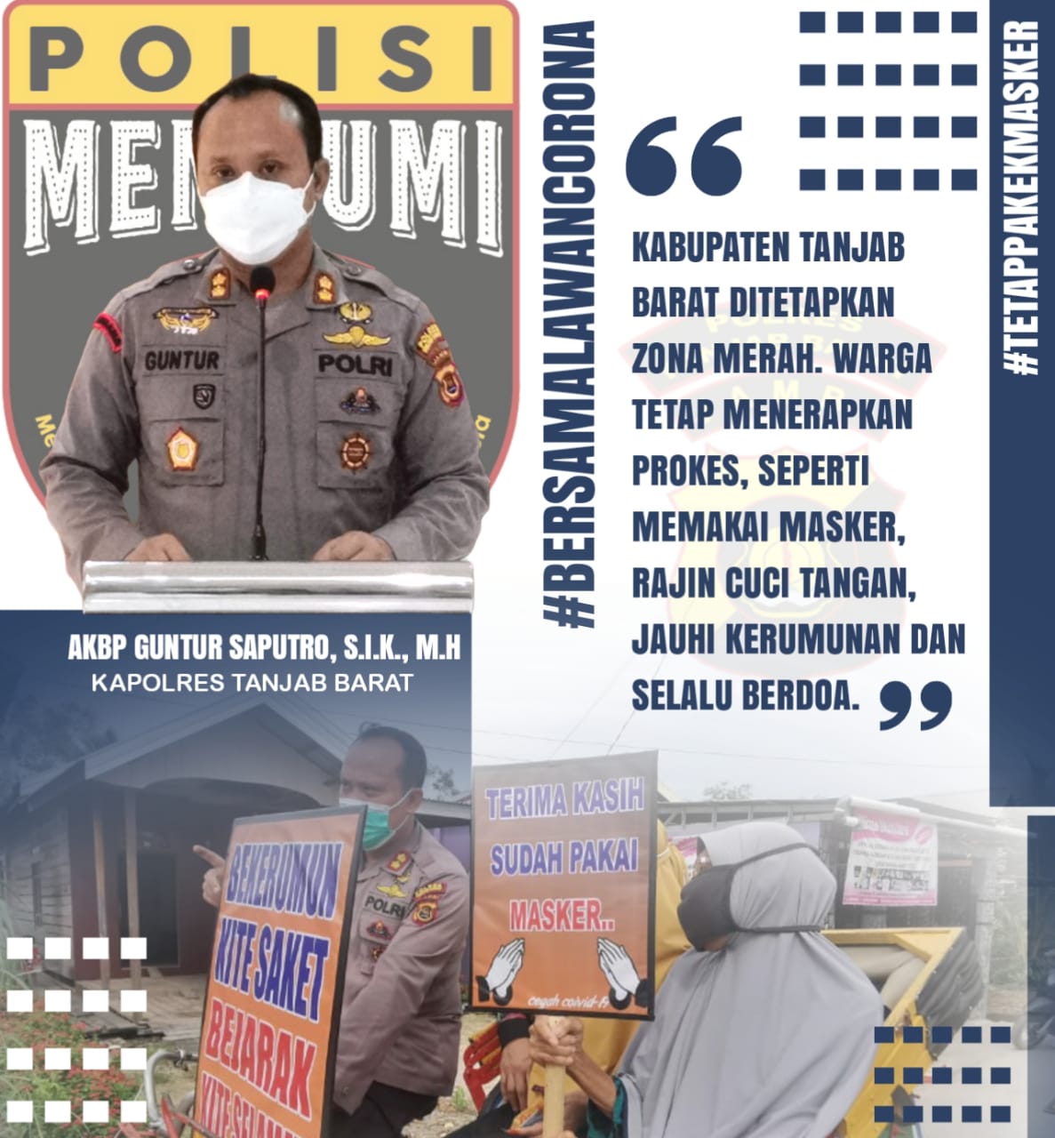 Antisipasi Penyebaran Covid-19,  Kapolres Tanjab Barat  Himbau Masyarakat Taati Prokes