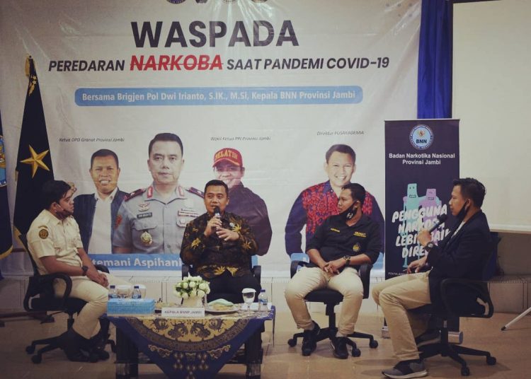 Berantas Narkoba Di Saat Pandemi Covid 19, Pusakademia,  BNN Prov Jambi,DPD Granat dan PPI Gelar Dialog Daring